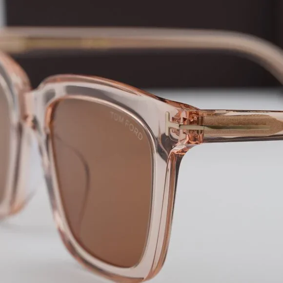Tom Ford FT0970-K 72E Square Sunglasses - Shiny Pink/Brown display picture 2